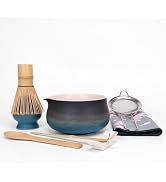 Joyscale Matcha Whisk Set, 8 Pcs Dark Blue Matcha Kit Set, Ceramic Matcha Bowl And Whisk Set, Mat...