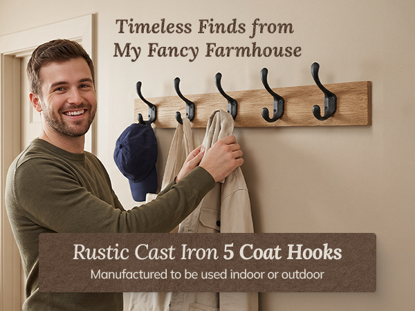 Timeless Finds from My Fancy Farmhouse - Rustic Cast Iron 5 Coat Hooks