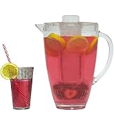 2 Liter Clear Acrylic Pitcher with Ice Chamber and Fruit Infuser – Perfect Beverage Dispenser for...