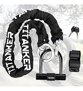 Titanker Motorcycle Chain Lock, Heavy Duty Bike Chain Lock with 2 Keys, Bike Locks with 14mm Thic...