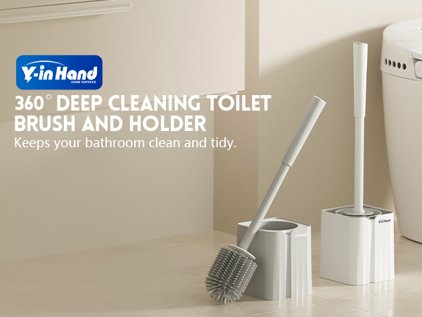 Y-in Hand toilet brush and holder set