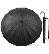 G4Free 54 Inch Large Windproof Umbrella for 2 Persons, 16 Ribs Auto Open Classic Wooden J Handle ...