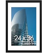PEALSN 24x36 Poster Frame, Display Pictures 20 x 30 with Mat or 24 x 36 Without Mat, Poster Frame...