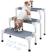 Makerfire Dog Stairs for Small Dogs and Cats (3-Step), Dog Steps for Bed/Couch, Pet Stairs for Do...