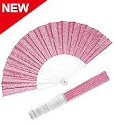 EOSAU Glitter Folding Hand Fans for Women Foldable Handheld Clack Fans for line Dancing, Wedding,...