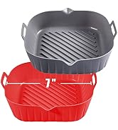 Golden Associate Silicone Liners Square 7 inches for Air Fryer, 2 Pcs Non-stick Food-grade Reusab...