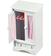 Badger Basket Toy Armoire with Hangers for Doll Clothes and Accessories for 22 inch Dolls - White...