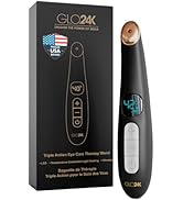 GLO24K Heated Eye Wand & Eye Massager Tool - Gentle Warmth & Vibration for Smoother-Looking Skin,...