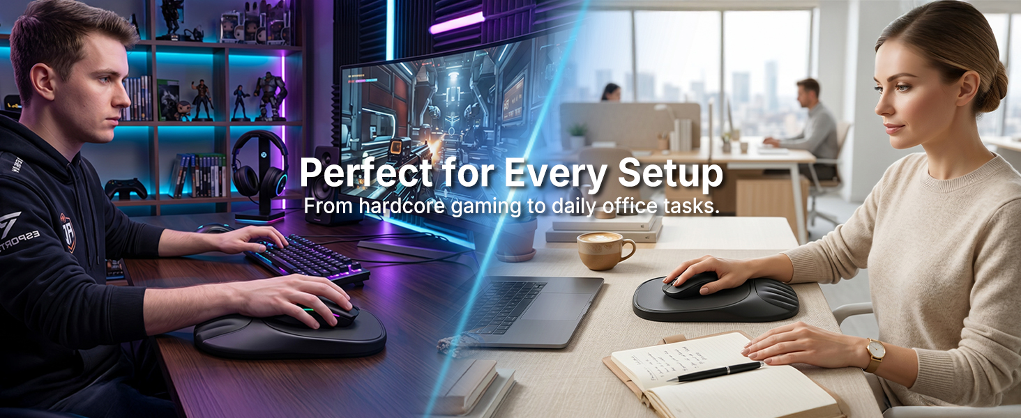 black gaming mouse pad daily work ergonomic desk accessories setup