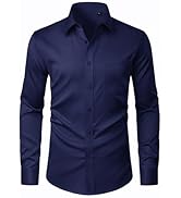 J.VER Men's Dress Shirts Stretch Stain Shield Button Down Shirt Solid Formal Business Casual Long...
