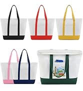TAOZIM 6Pack Canvas Tote Bag with Pockets, 12oz Cotton Canvas Tote Bag with Zipper Reusable Groce...