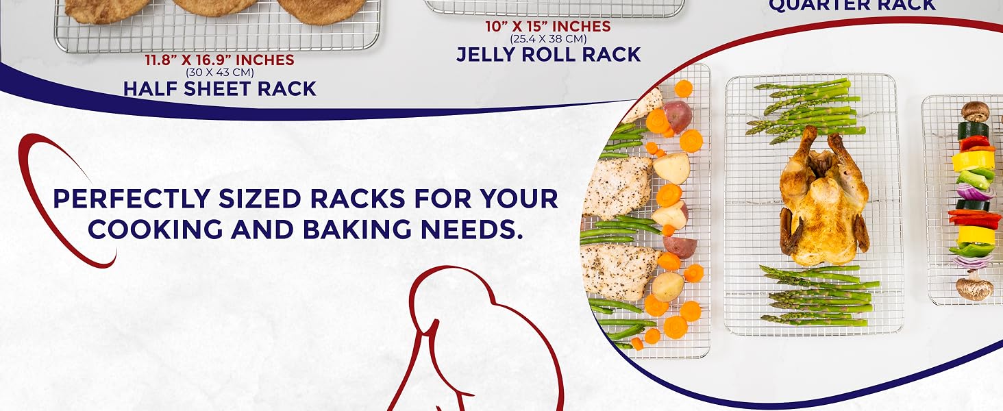 wire rack, roasting pan with rack, oven rack guards, kitchen baking, sheet pans for baking