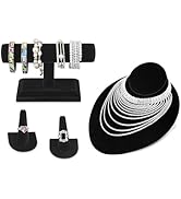 MOOCA 4 Pcs Jewelry Display Set, Necklace Display Bust, T-Bar Bracelet Stand, Ring Holder Stand f...