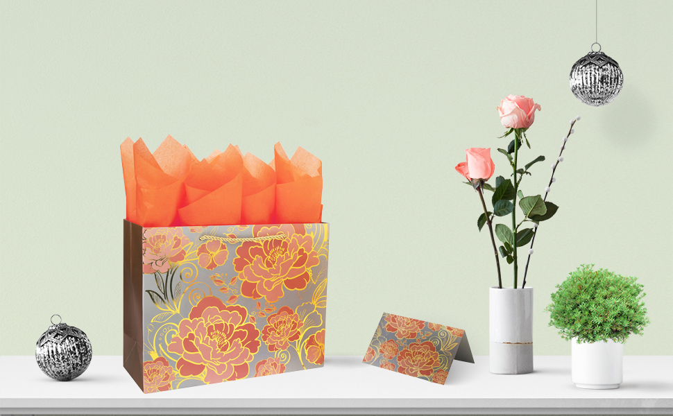 13" Large Rose Gold Gift Bag Set