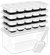 DOQAUS Ice Cube Tray with Lid and Bin, 4 Pack Silicone Plastic Ice Cubes Trays for Freezer with B...