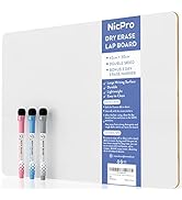 Nicpro 12 x 16 inches Lapboard Small Dry Erase Lap Board Double Sided with 3 Water-Based Pens Lea...