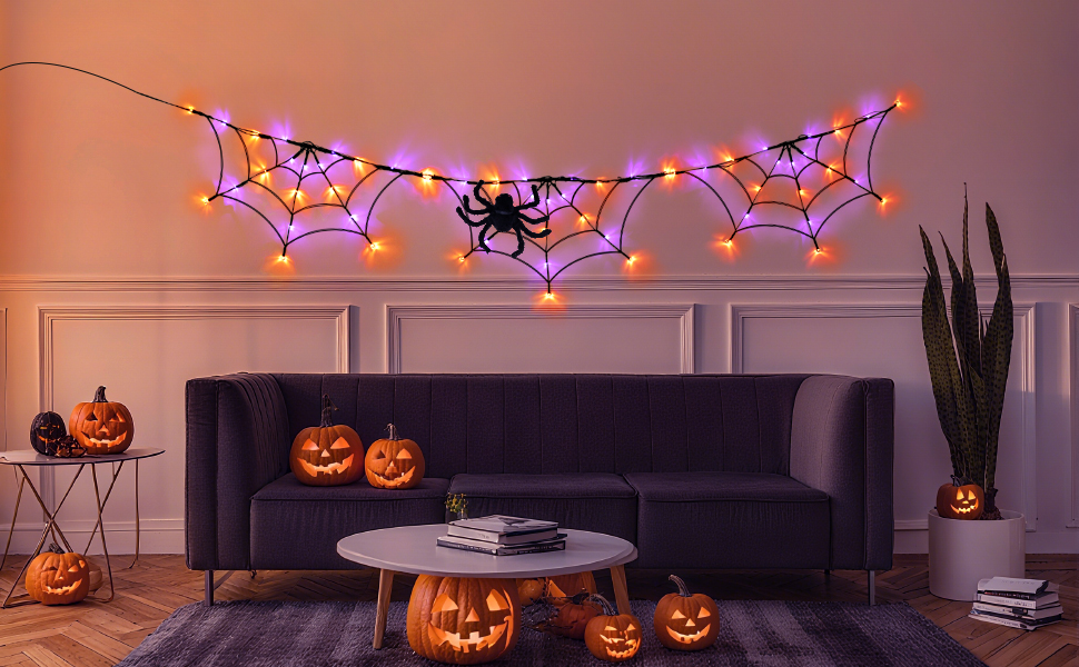 Halloween Decorations Spider Web Lights String