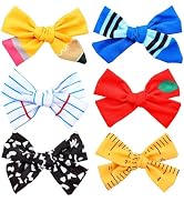 Whaline 6 Pcs Back to School Hair Bow Clip Hair Barrettes Cute Pencil Crayon Ruler Composition Bo...
