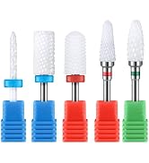 MelodySusie 5Pcs Ceramic Nail Drill Bits Set, 3/32" Acrylic Gel Nail File Bits for Manicure Pedic...