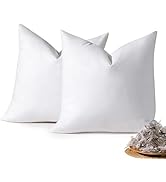 DOWNSTORIA 18x18 Feather Down Pillow Inserts Set of 2, Decorative Pillows with 100% Coton Cover, ...