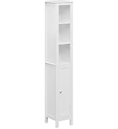 Donext 68" Tall Bathroom Narrow Storage Cabinet with Adjustable Shelf, Drawer & Faux Marble Top, ...
