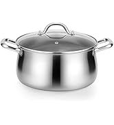 Tifanso Stainless Steel Stock Pot - 8 Quart 3Ply Heavy Duty Large Induction Cooking Pot with Lid ...