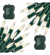 TW SHINE Battery Operated Christmas Lights, 2 Pack Total 100 LED 32 FT Battery Operated String Li...