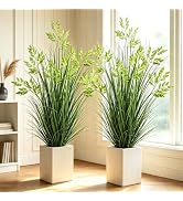 2 Pcs 4FT Tall Artificial Grass Plants Potted Fake Greenery Floor Plants | Faux Pampas Grass Tall...