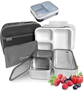 Stainless Steel Bento Lunch Box Set for Adults, Kids - Insulated Bag and Ice Pack - Leak-Proof Me...