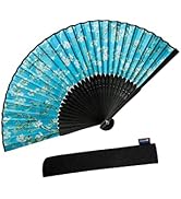Salutto Handheld Floral Pattern Fabric Fans Summer Cools Perfect for Weddings, Parties and Church...
