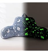 Holawakaka Glow in The Dark Reading Pillow for Sitting up in Bed Sofa Kids Teens, Space Rocket Mo...