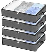 Fixwal 4 Pack Under Bed Storage Containers Foldable Clothes Storage Bags Underbed Storage Bins fo...