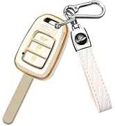 MILD EAST for Honda Key Fob Cover with Key Chain, 4-Button Gold Edge Soft TPU Key Case Shell Full...