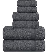 MyOwn 6 Piece Towel Set, 100% Combed Cotton - 2 Bath Towels, 2 Hand Towels, 2 Wash Cloths - 500 G...