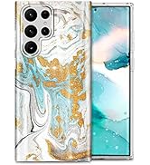Btscase for Samsung Galaxy S22 Ultra 5G Case, Gold Glitter Bling Marble Hard Back Slim Stylish Sh...