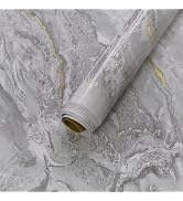 BAYYA Golssy Marble Contact Paper for Countertops Waterproof Heat-Resistant Light Grey Kitchen Co...