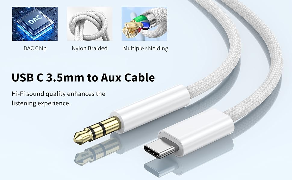 Type C to Male Adapter Stereo Extension Audio Cord