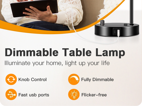 Industrial knob Control Table Lamps
