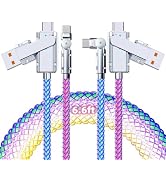 Light up USB-C Cable 2 Pack 6.6ft USB C to USB C Cable Multicolored RGB Colorful Gradual Type C t...