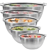 DUTZUN Premium Mixing Bowls, 304 Stainless Steel, See-Through Airtight Lids | Kitchen essentail g...