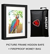 Photo Picture Frame Hidden Safe with Fireproof Money Bag Mini Safe Box with Hidden Compartment