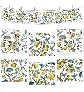 VISSTREE Lemons Swedish Dishcloths for Kitchen, 6 Pack Reusable Vintage Dish Cloths Towels, Absor...