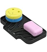 JIUBAR Sponge Holder for Kitchen Sink, Dish Sponge Holder & Soap Tray with Drain, Bathroom Sink S...