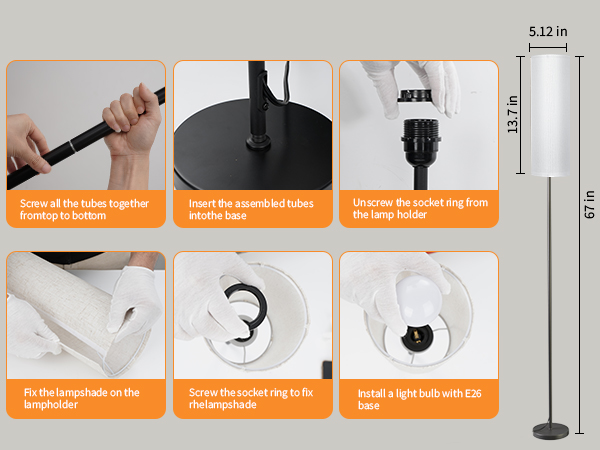 Installation of white floor lamp