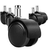 SunrayNest Office Chair Wheels 5-Pack PP+PU Silent Casters Heavy Duty 300lbs Chair Caster Wheels ...