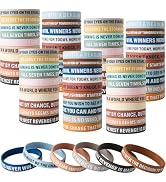 Inspirational Quote Bracelets - 100 Pcs, Motivational Silicone Wristbands for Fitness, Sports, Te...