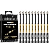 toolant Phillips Impact Screwdriver Bit Set 4 Inch PH2, 10 Pack Magnetic Anti Slip CNC Machined T...