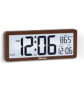 Soobest 8.5 Inch Digital Wall Clock Battery Operated with Backlight, Temperature, Date, Day & Aut...