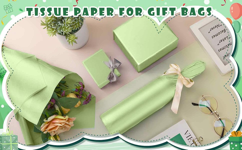 30 Sheets Sage Green Tissue Paper
