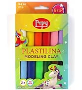 Pepy Plastilina Reusable and Non-Drying Modeling Clay; Box of 12-Color Sticks, 0.8 Ounce Each, Pe...
